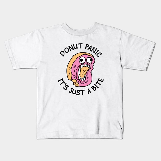 Donut Panic It's Just A Bite Kids T-Shirt by Norse Magic